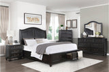 Front view of Herman Charcoal Brown upholstered bed