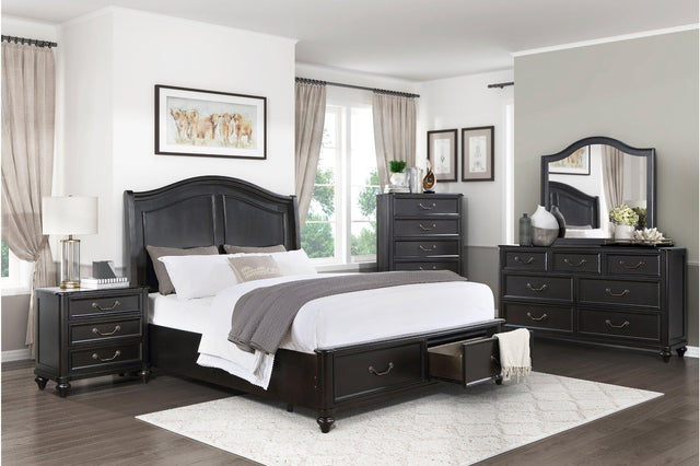 Front view of Herman Charcoal Brown upholstered bed