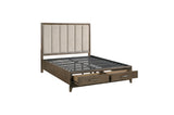 side view of Cambridge Brown Upholstered Storage Bedroom Set bed