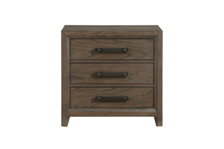 bedroom view of Cambridge Brown Upholstered Storage Bedroom Set bed