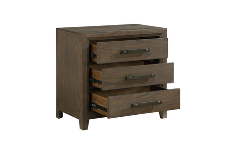 side view of Cambridge Brown Upholstered Storage Bedroom Set bed