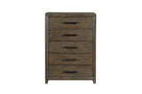 side view of Cambridge Brown Upholstered Storage Bedroom Set bed