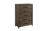 bedroom view of Cambridge Brown Upholstered Storage Bedroom Set bed