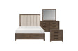 side view of Cambridge Brown Upholstered Storage Bedroom Set bed