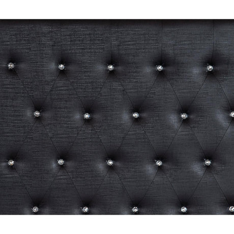 Aveline Black Faux Alligator Faux Leather Upholstered Queen Bed upholstery texture close-up