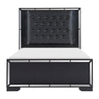Aveline Black Faux Alligator Faux Leather Upholstered Queen Bed front view