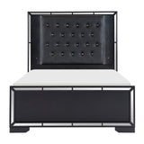 Aveline Black Faux Alligator Faux Leather Upholstered Queen Bed front view