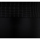 Aveline Black Faux Alligator Faux Leather Upholstered Queen Bed panel detail with mirror trim