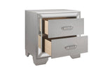 Bedroom view of Aveline Silver Faux Leather Upholstered Tufted Panel Bedroom Set bed