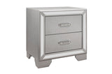 Side view of Aveline Silver Faux Leather Upholstered Tufted Panel Bedroom Set bed