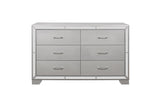 Main view of Aveline Silver Faux Leather Upholstered Tufted Panel Bedroom Set bed