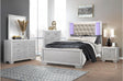Main view of Aveline Silver Faux Leather Upholstered Tufted Panel Bedroom Set bed