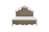 Ever Champagne Faux Leather Tufted Sleigh Bedroom Set bed side view