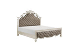 Bedroom view of Ever Champagne Faux Leather Tufted Sleigh Bedroom Set bed