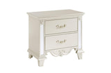 Side perspective of Ever Champagne Faux Leather Tufted Sleigh Bedroom Set bed