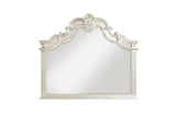 Front view of Ever Champagne Faux Leather Tufted Sleigh Bedroom Set bed