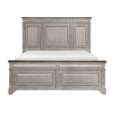 Marquette Gray Brown Oak Veneer Queen Bed front angle