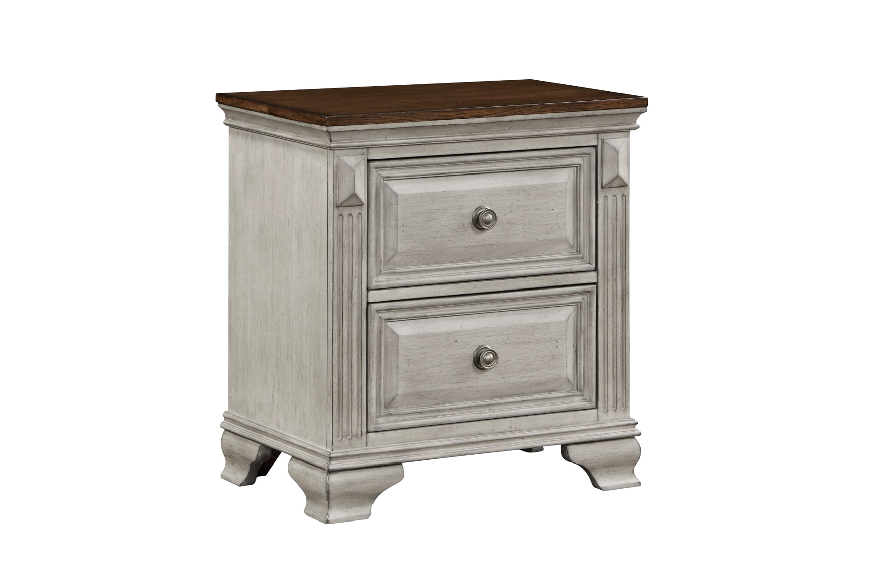 Front view of Marquette Gray bed and dresser
