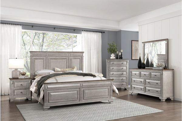 Front view of Marquette Gray panel bed in gray finish