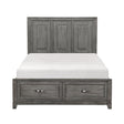Garretson Gray Storage King Platform Bed front view showing footboard drawers