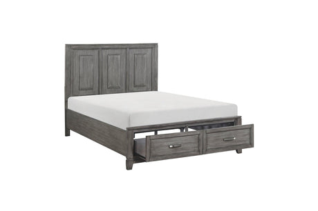 Garretson Gray Storage Bedroom Set bed storage compartments open