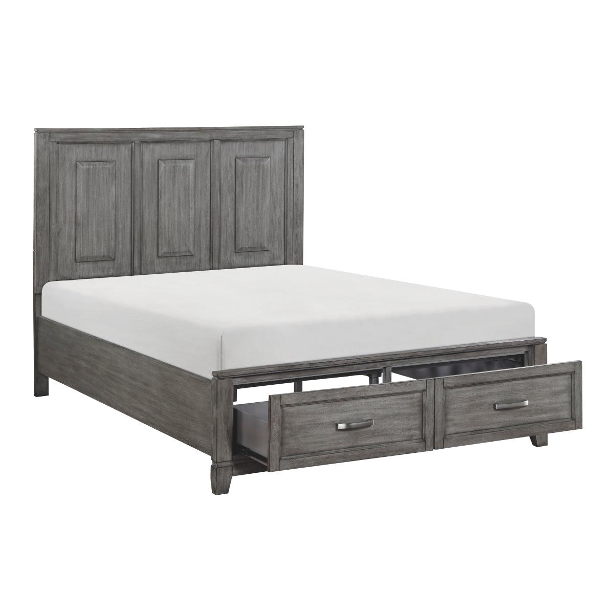 Garretson Gray Queen Storage Platform Bed open drawer detail