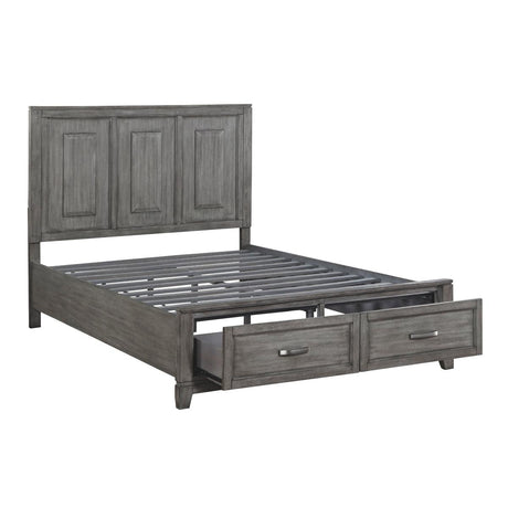 Top angle of Garretson King Platform Bed illustrating slat support system