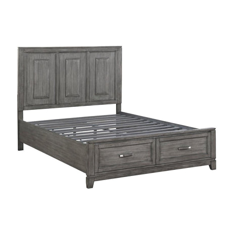 Garretson Gray Queen Storage Platform Bed side angle
