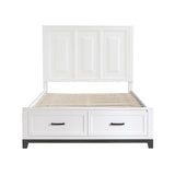 Hela white queen bed close-up of metal bar hardware on drawer