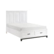 Hela queen bed side view showing storage drawers