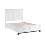 Hela queen platform bed footboard with storage drawers open