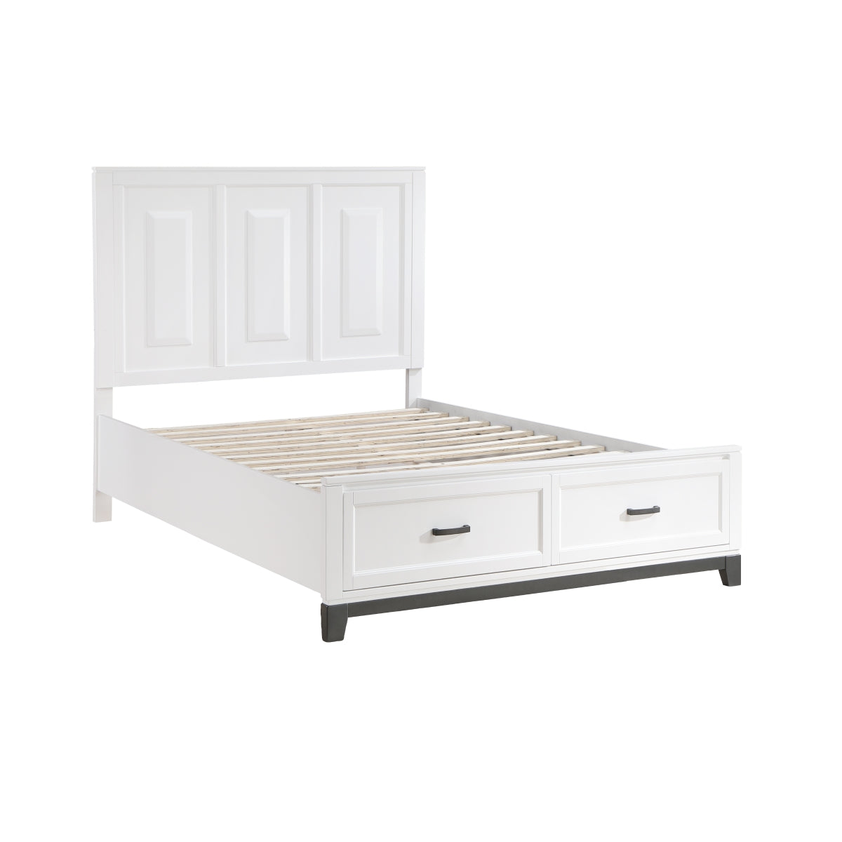 Hela queen platform bed footboard with storage drawers open