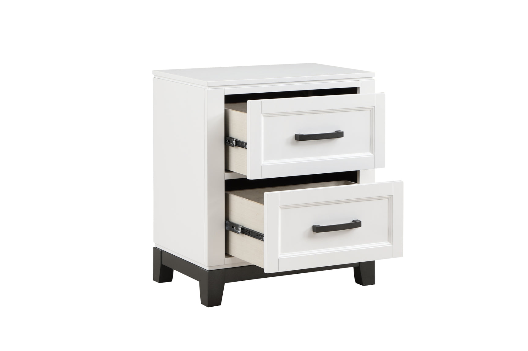 Side view of Garretson White Storage Platform Bedroom Set bed
