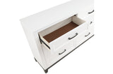 Garretson White Storage Platform Bedroom Set showing bed with storage drawers