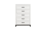 Garretson White Storage Platform Bedroom Set showing bed with storage drawers