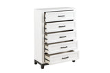 Garretson White Storage Platform Bedroom Set showing bed with storage drawers
