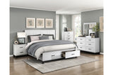 Side view of Garretson White Storage Platform Bedroom Set bed