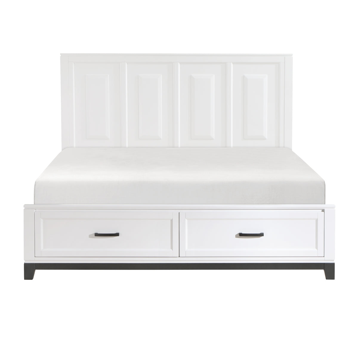 Hela White King Storage Platform Bed full front view
