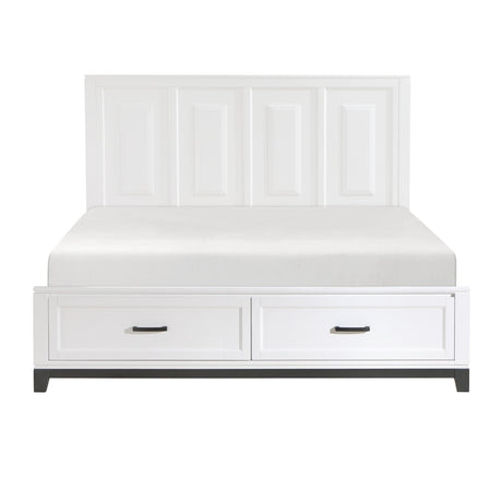Hela White King Storage Platform Bed full front view