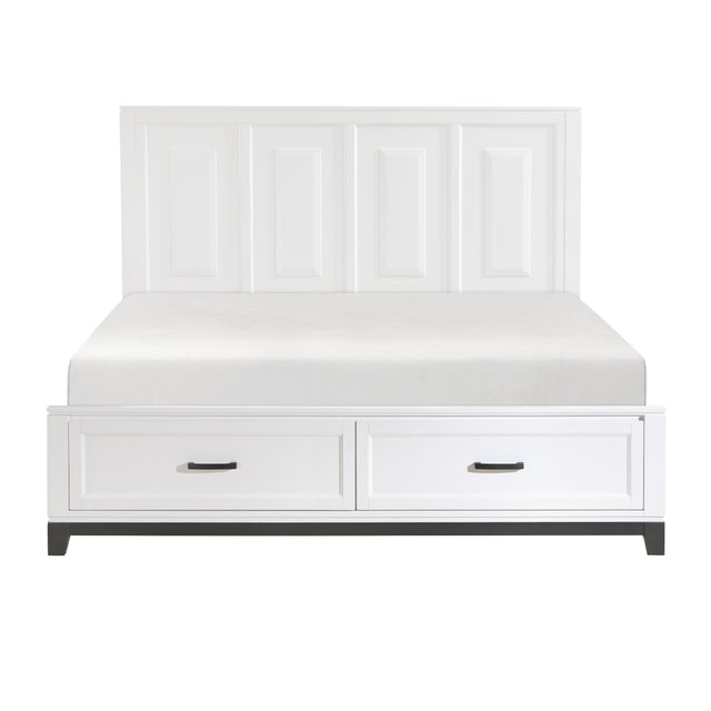 Hela White King Storage Platform Bed full front view