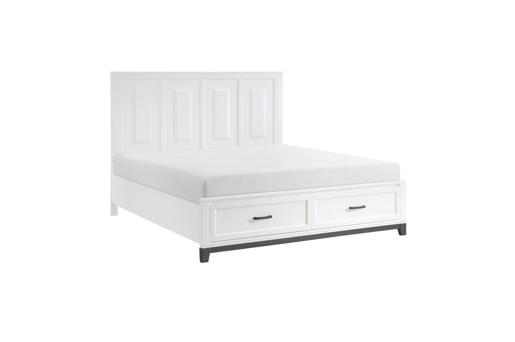 Side view of Garretson White Storage Platform Bedroom Set bed