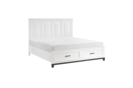 Side view of Garretson White Storage Platform Bedroom Set bed