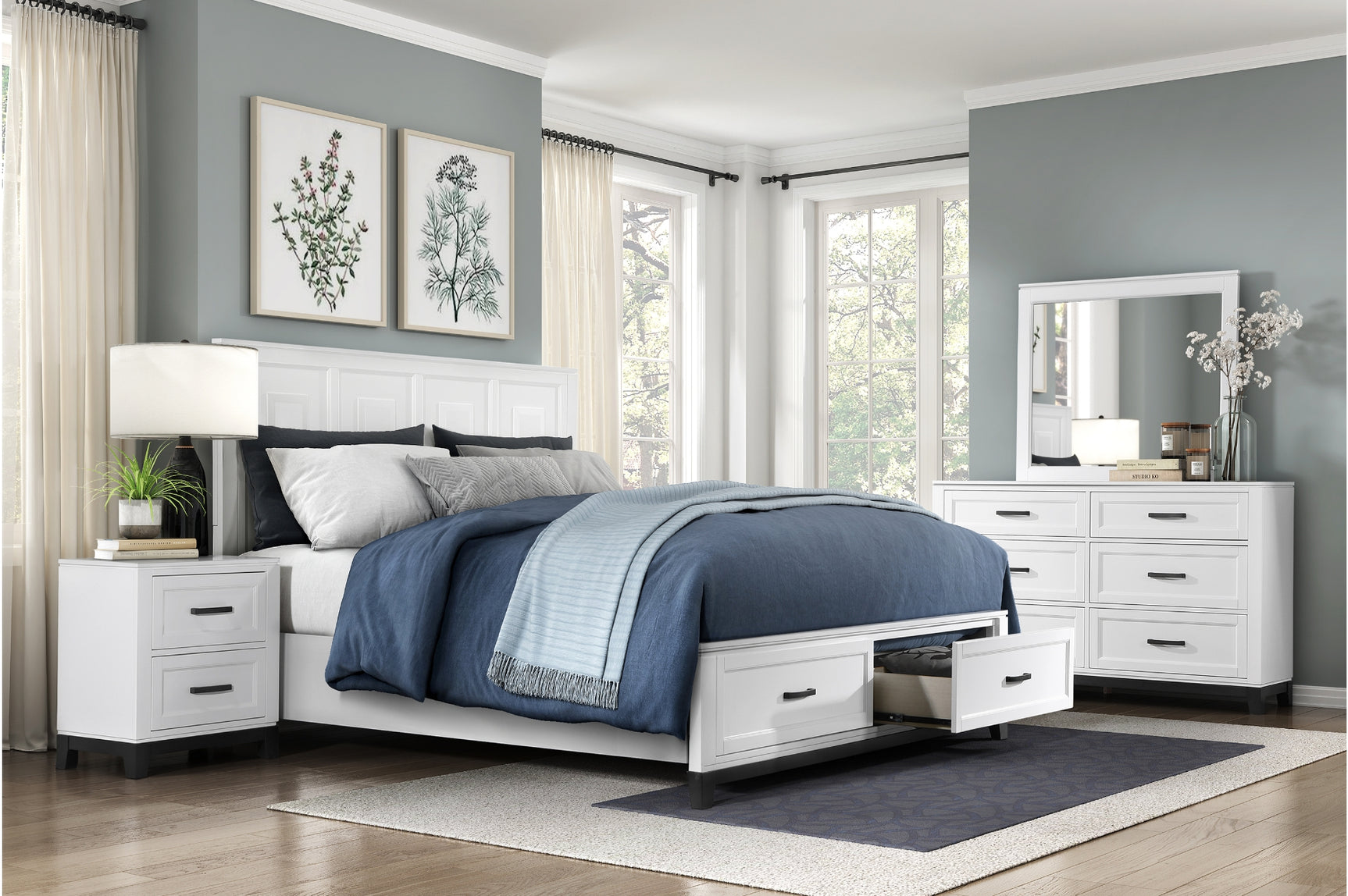 Main view of Garretson White Storage Platform Bedroom Set bed
