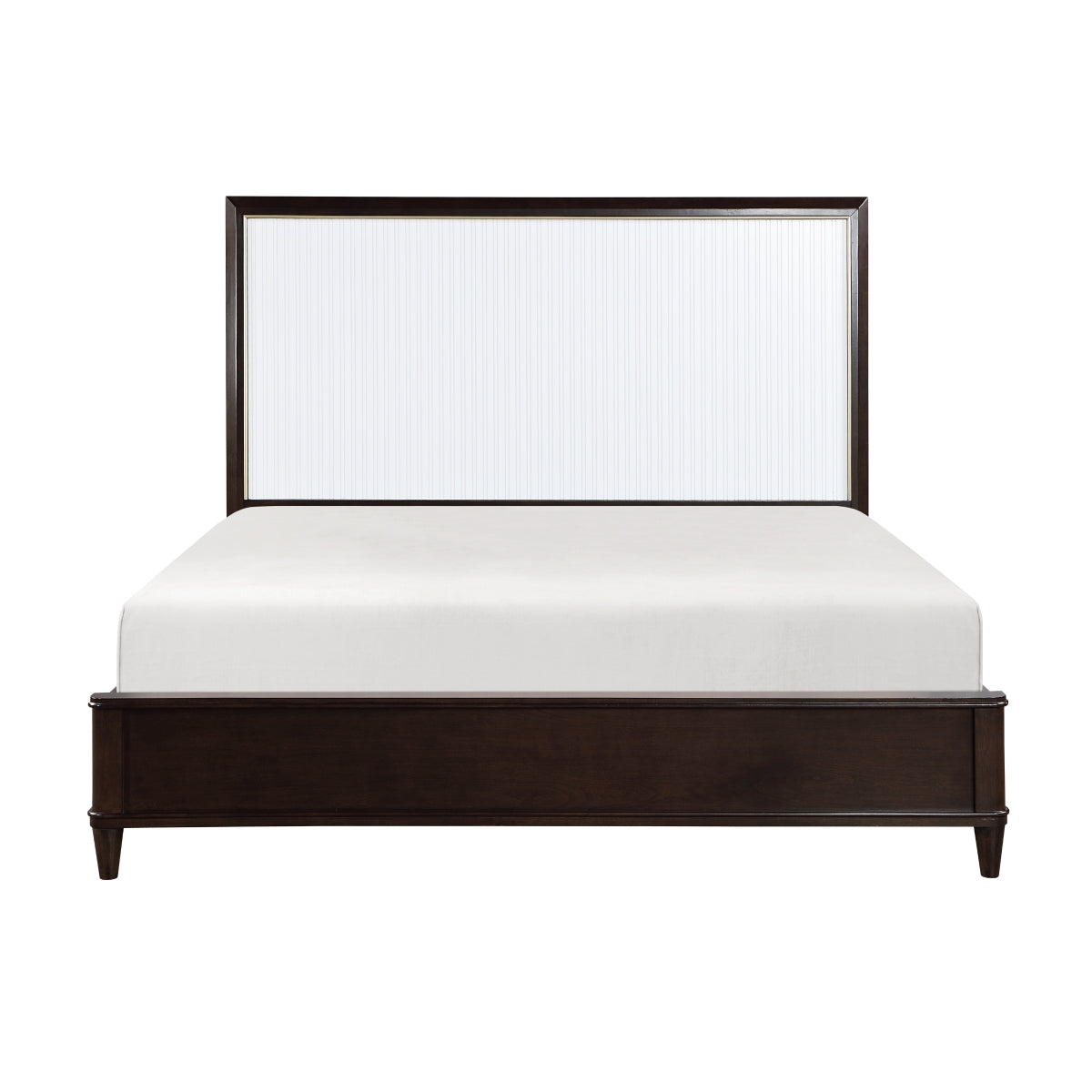 Niles White and Cherry Panel Queen Bed front angle