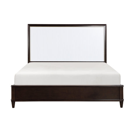 Niles White and Cherry Panel Queen Bed front angle