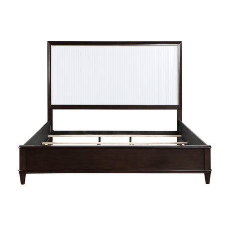 Close-up of routed white panel headboard on Niles Queen Bed