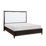 Side view of Niles White and Cherry Panel Queen Bed
