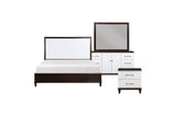 side view of Niles White Brown Panel Bedroom Set bed