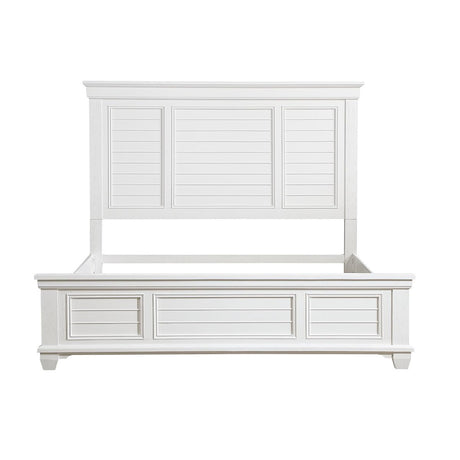 Mackinac White Solid Wood Queen Bed angled front view