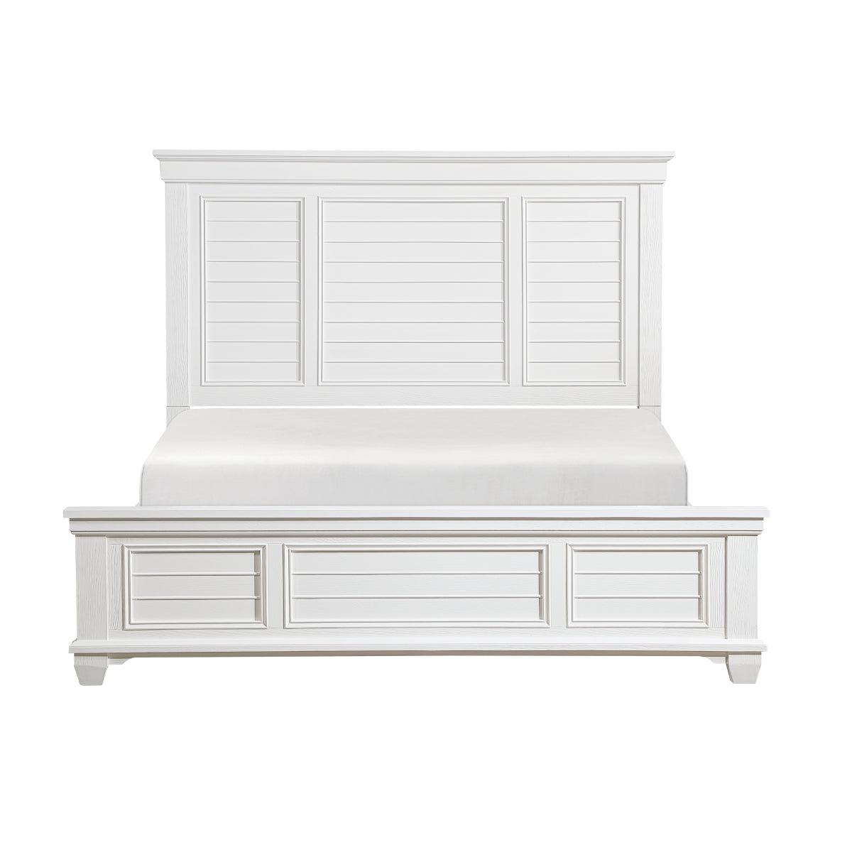 Mackinac White Solid Wood Queen Bed front view
